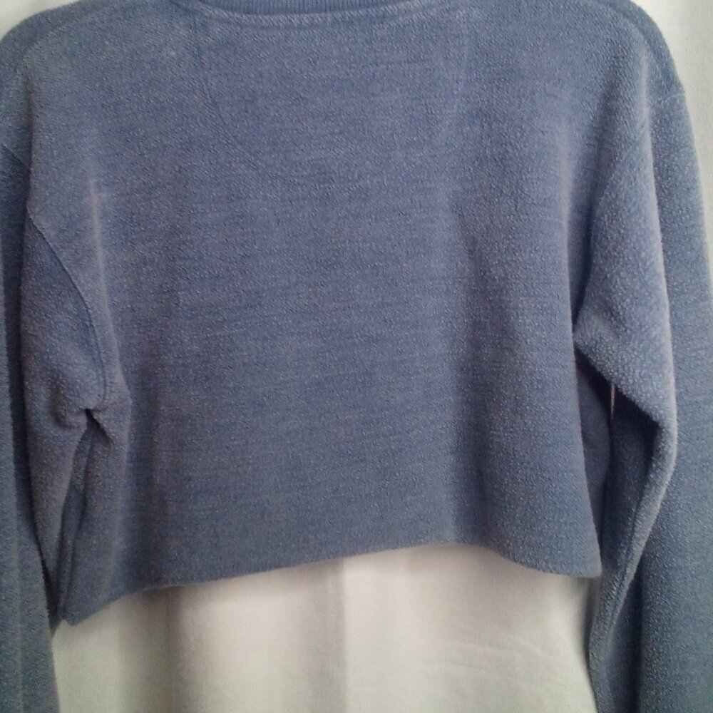 Royce Cropped Sweatshirt S Women Long Sleeve Thumb Holes Blue - Picture 3 of 15